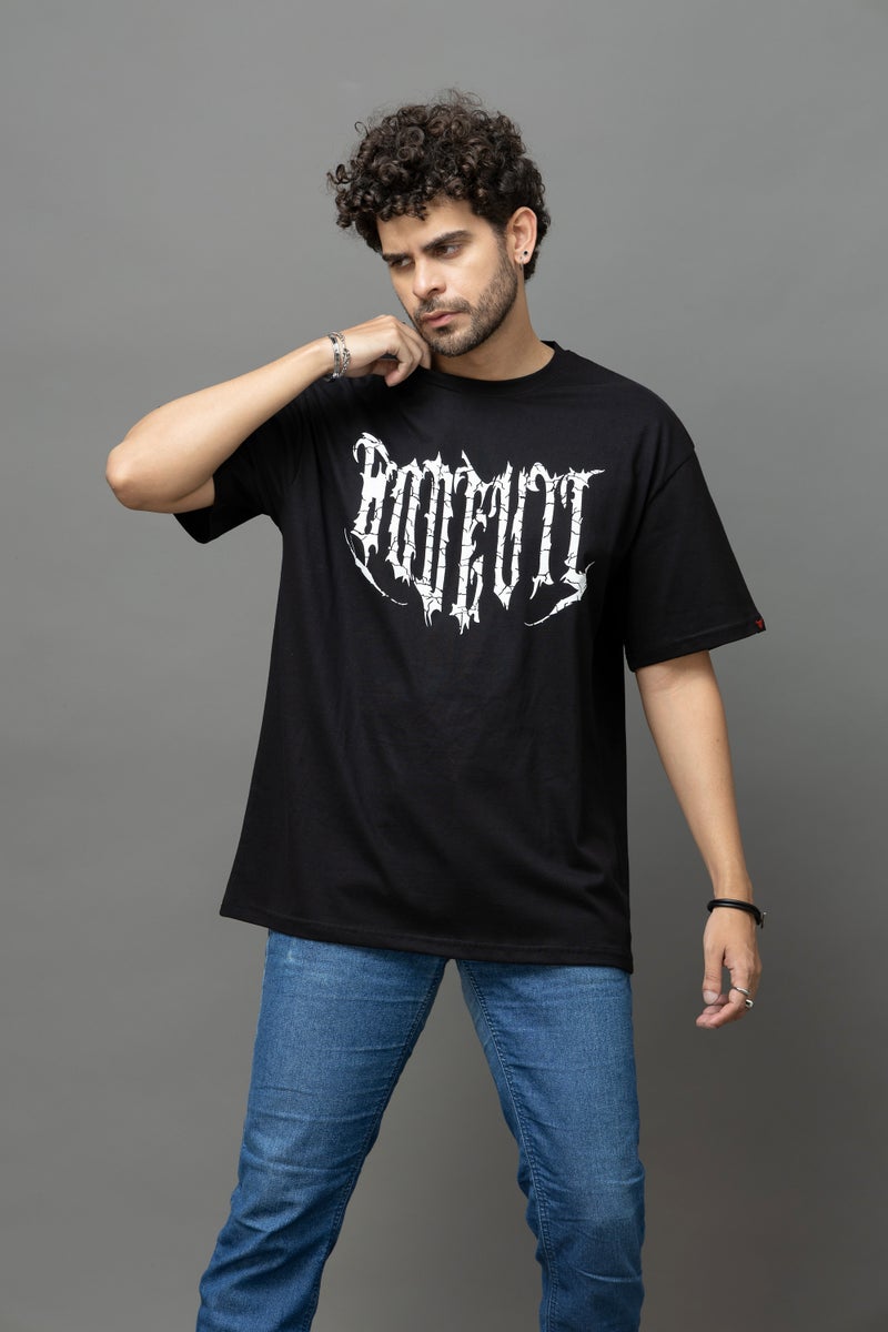 Go Devil Printed Oversized Black T-Shirt for Men - Image 1